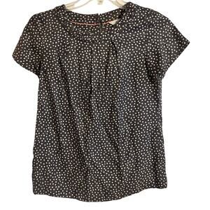 Boden Navy Polka Dot Short Sleeve Blouse | Size 4